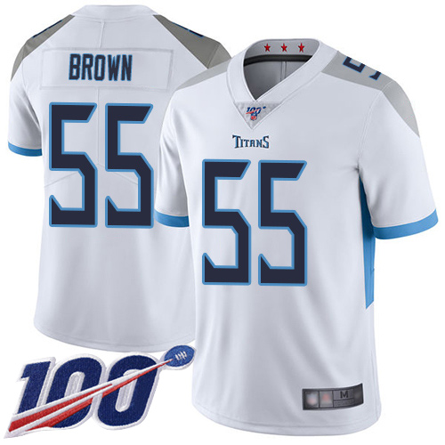 Tennessee Titans Limited White Men Jayon Brown Road Jersey NFL Football #55 100th Season Vapor Untouchable